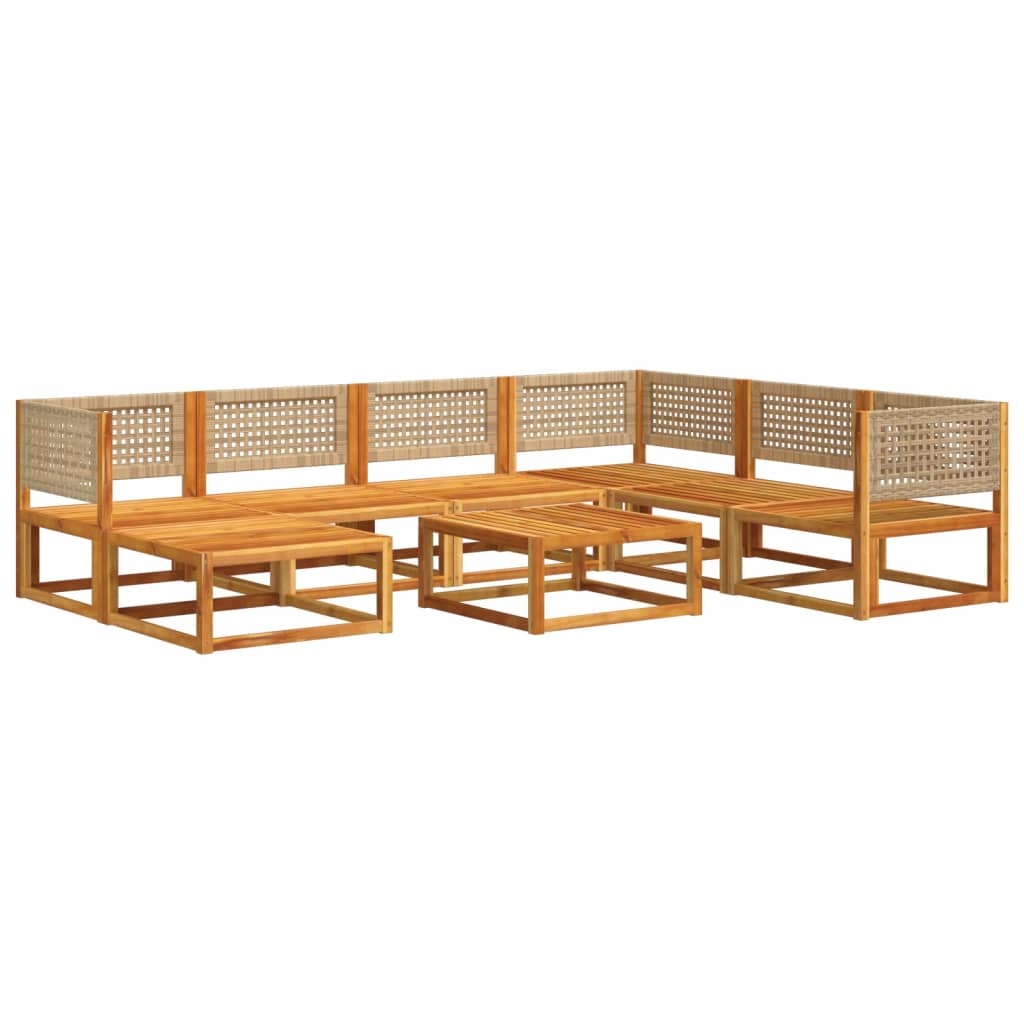 vidaXL Set de sofás de jardín con cojines 8 pzas madera maciza acacia