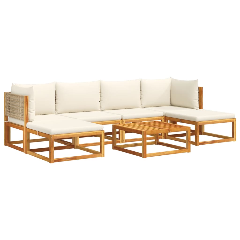 vidaXL Set de sofás de jardín con cojines 7 pzas madera maciza acacia