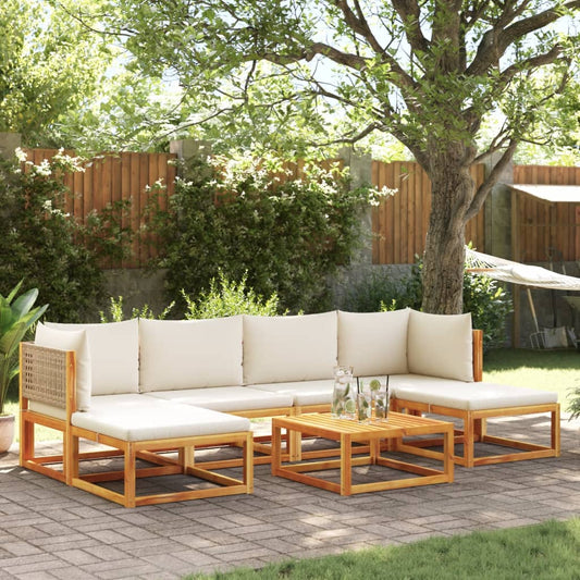 vidaXL Set de sofás de jardín con cojines 7 pzas madera maciza acacia