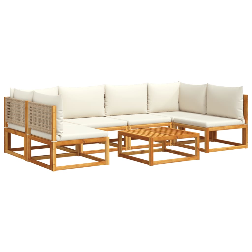 vidaXL Set de sofás de jardín con cojines 7 pzas madera maciza acacia