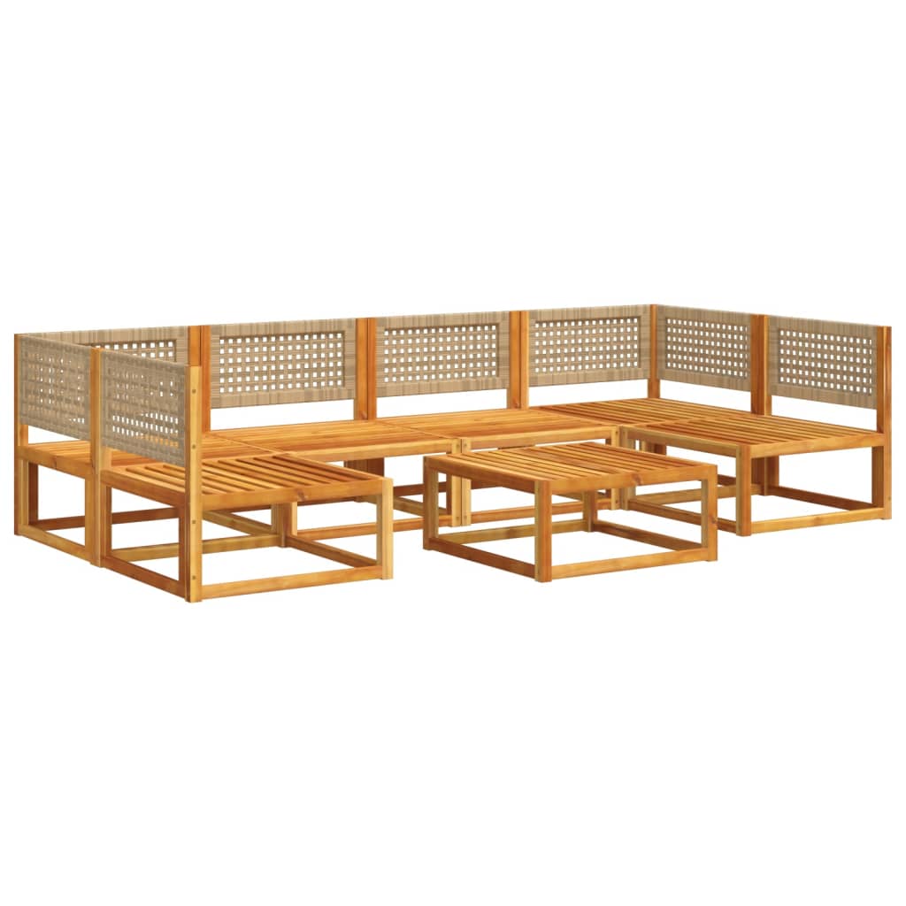 vidaXL Set de sofás de jardín con cojines 7 pzas madera maciza acacia