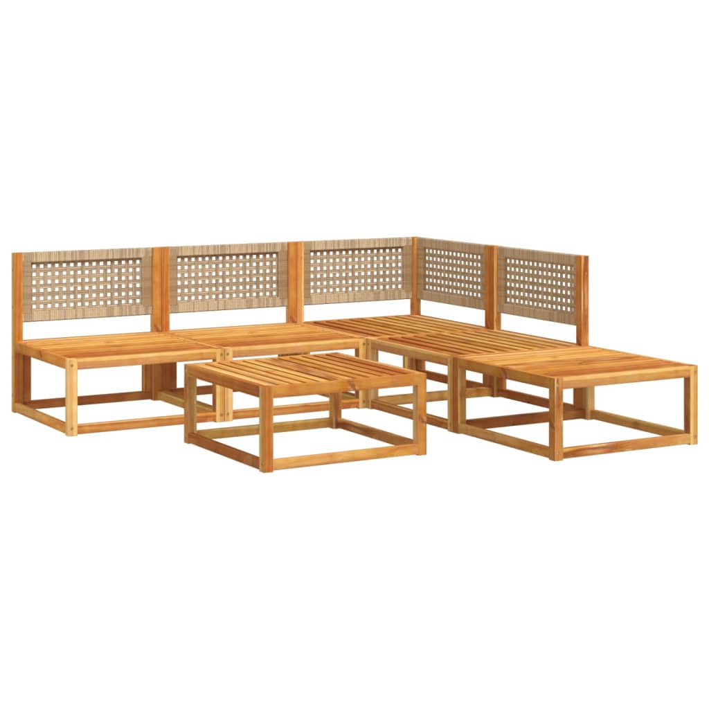 vidaXL Set de sofás de jardín con cojines 6 pzas madera maciza acacia