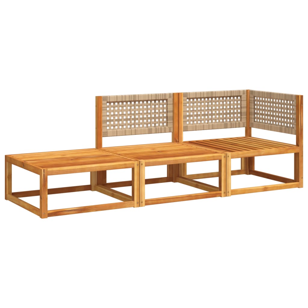 vidaXL Set de sofás de jardín con cojines 3 pzas madera maciza acacia