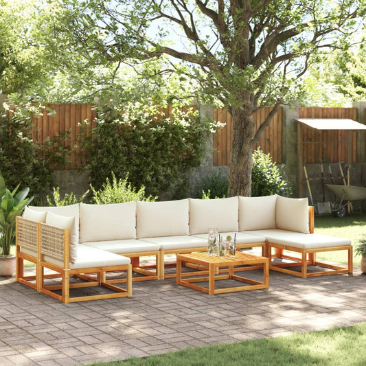 vidaXL Set de sofás de jardín con cojines 8 pzas madera maciza acacia