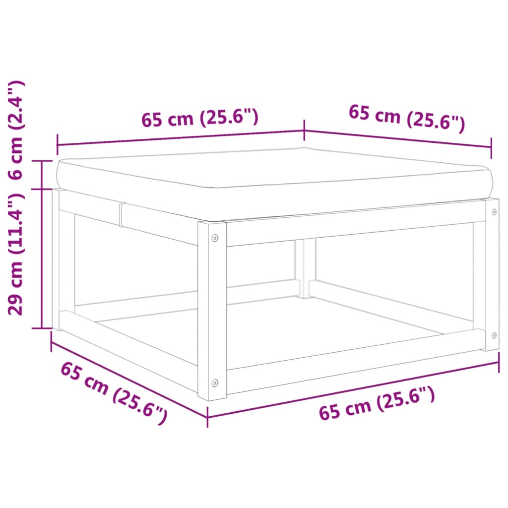 vidaXL Taburete de jardín con cojín madera maciza acacia 65x65x29 cm