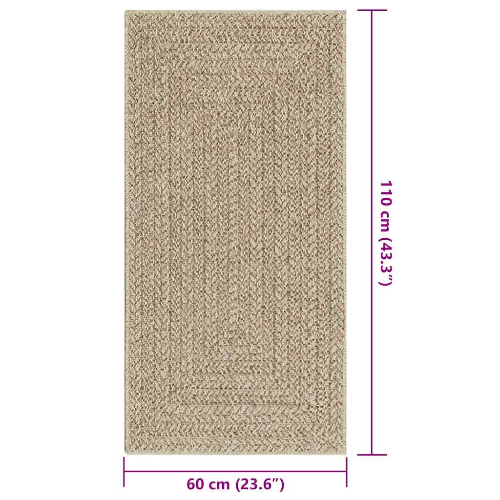 vidaXL Alfombra ZIZUR apariencia yute interior exterior beige 60x110cm