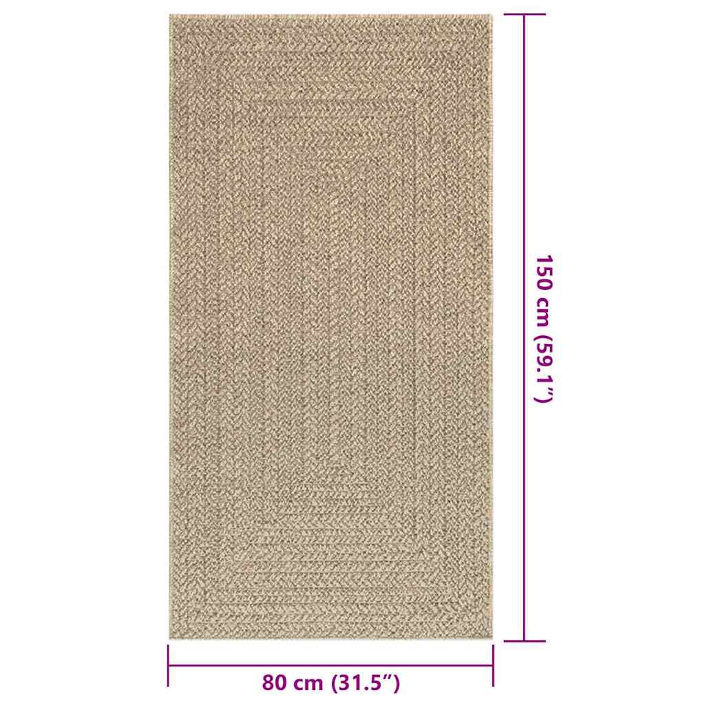 vidaXL Alfombra ZIZUR apariencia yute interior exterior beige 80x150cm