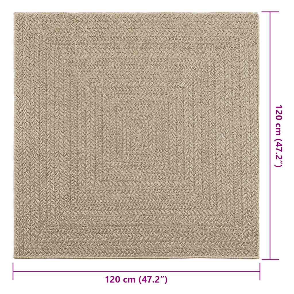 vidaXL Alfombra ZIZUR aspecto yute interior/exterior beige 120x120 cm