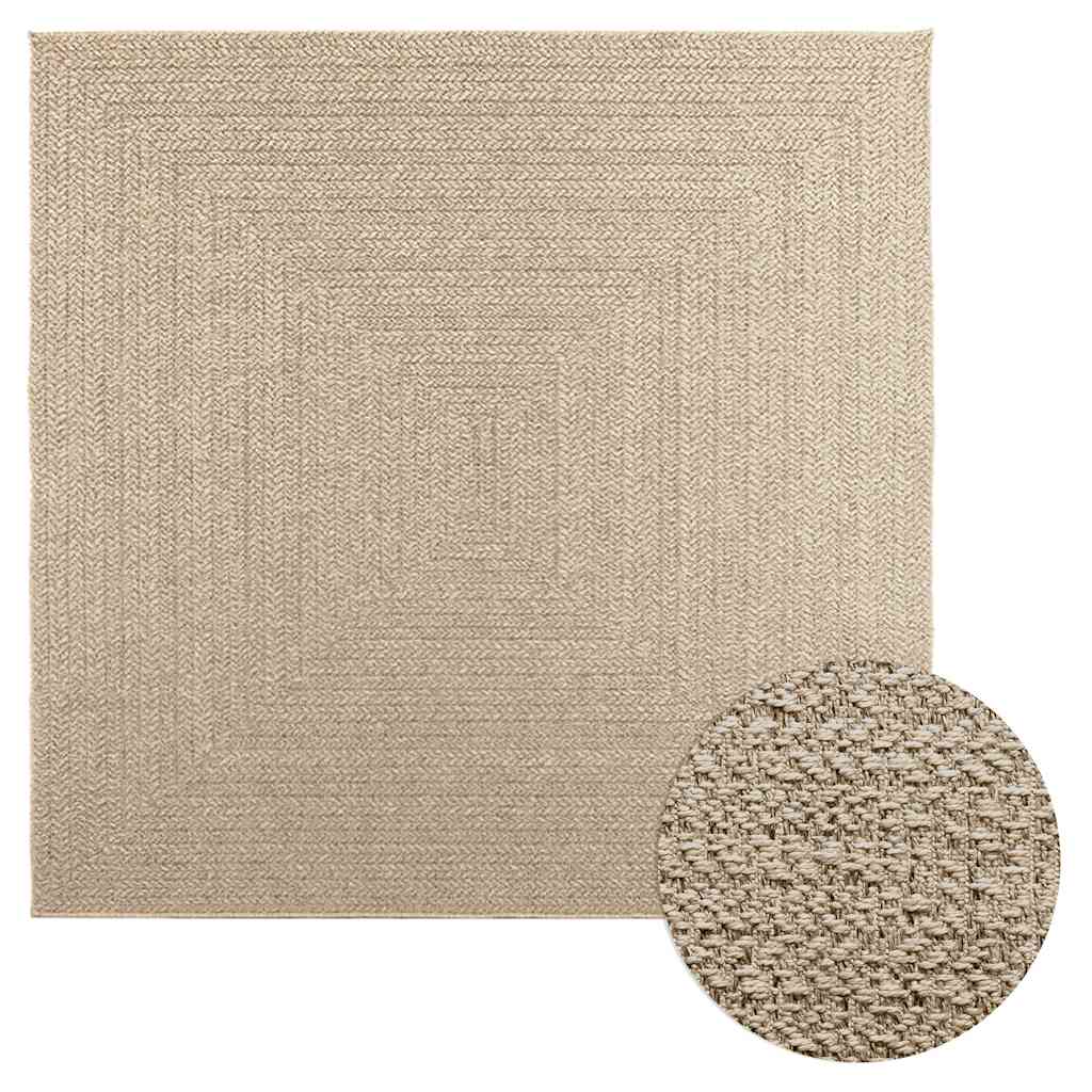 vidaXL Alfombra ZIZUR aspecto yute interior/exterior beige 200x200 cm