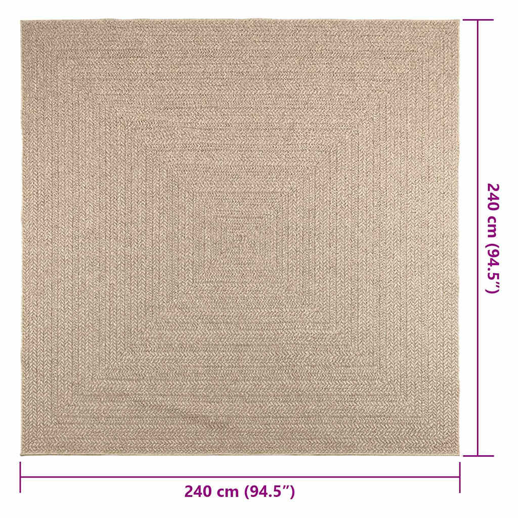 vidaXL Alfombra ZIZUR aspecto yute interior/exterior beige 240x240 cm