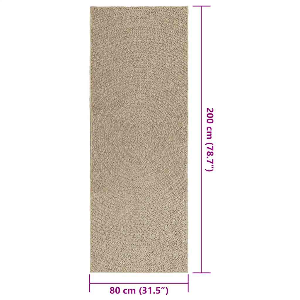 vidaXL Alfombra ZIZUR apariencia yute interior exterior beige 80x200cm