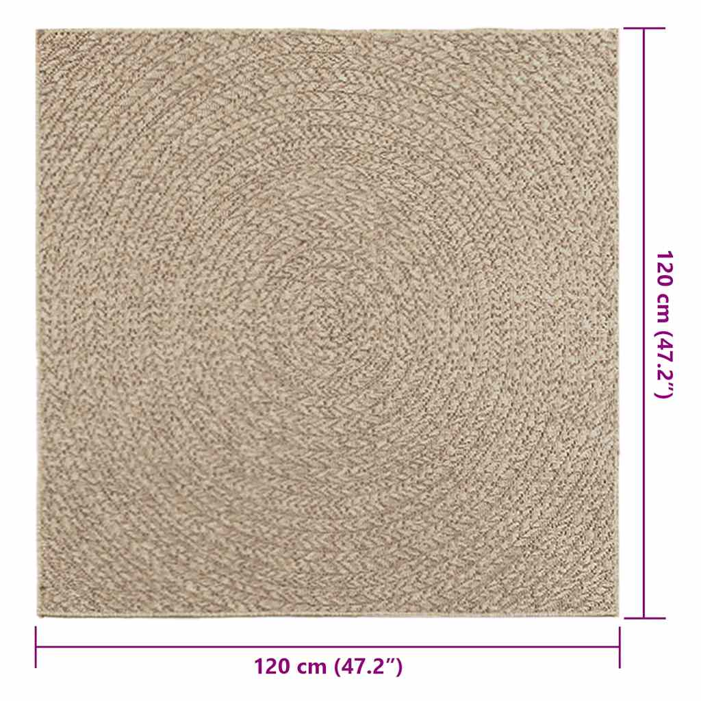 vidaXL Alfombra ZIZUR aspecto yute interior/exterior beige 120x120 cm