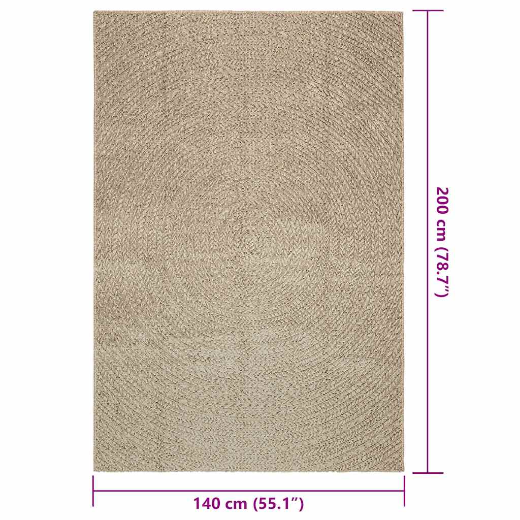 vidaXL Alfombra ZIZUR aspecto yute interior/exterior beige 140x200 cm