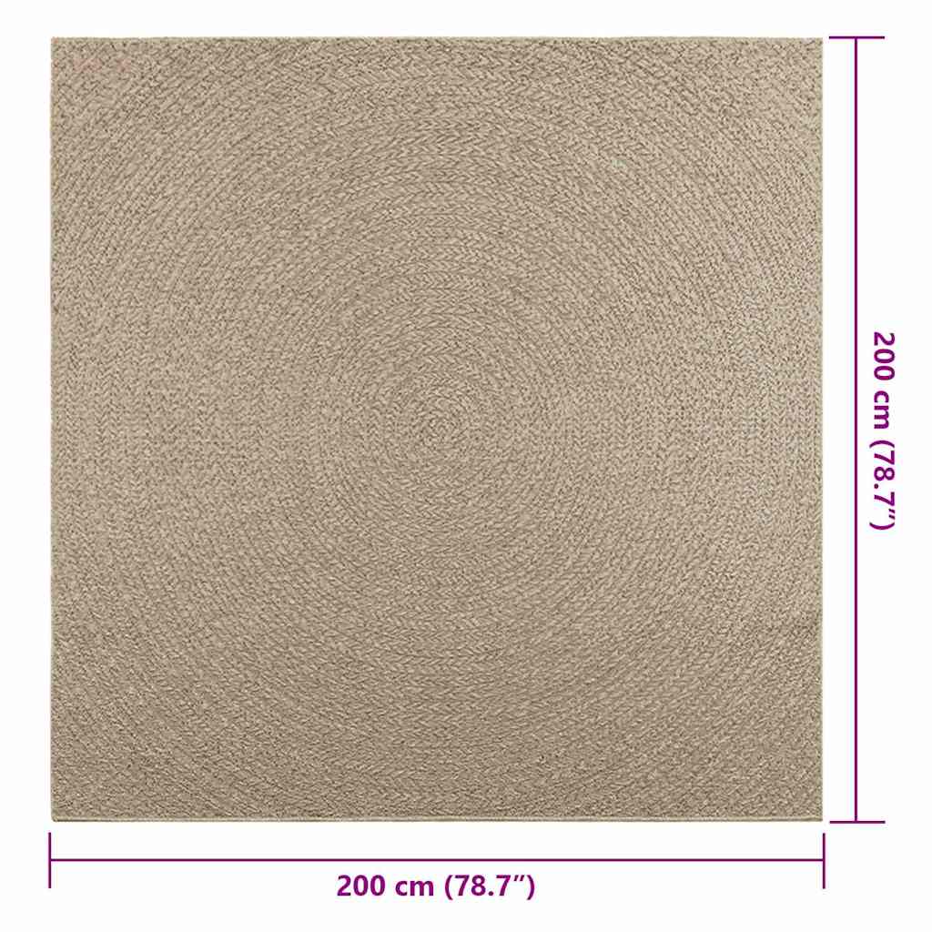 vidaXL Alfombra ZIZUR aspecto yute interior/exterior beige 200x200 cm