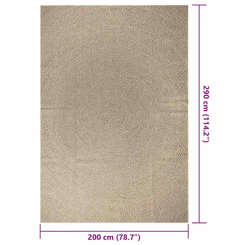 vidaXL Alfombra ZIZUR aspecto yute interior/exterior beige 200x290 cm