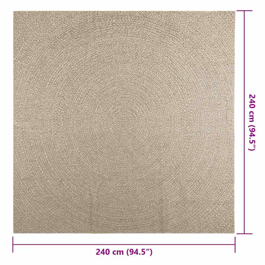 vidaXL Alfombra ZIZUR aspecto yute interior/exterior beige 240x240 cm