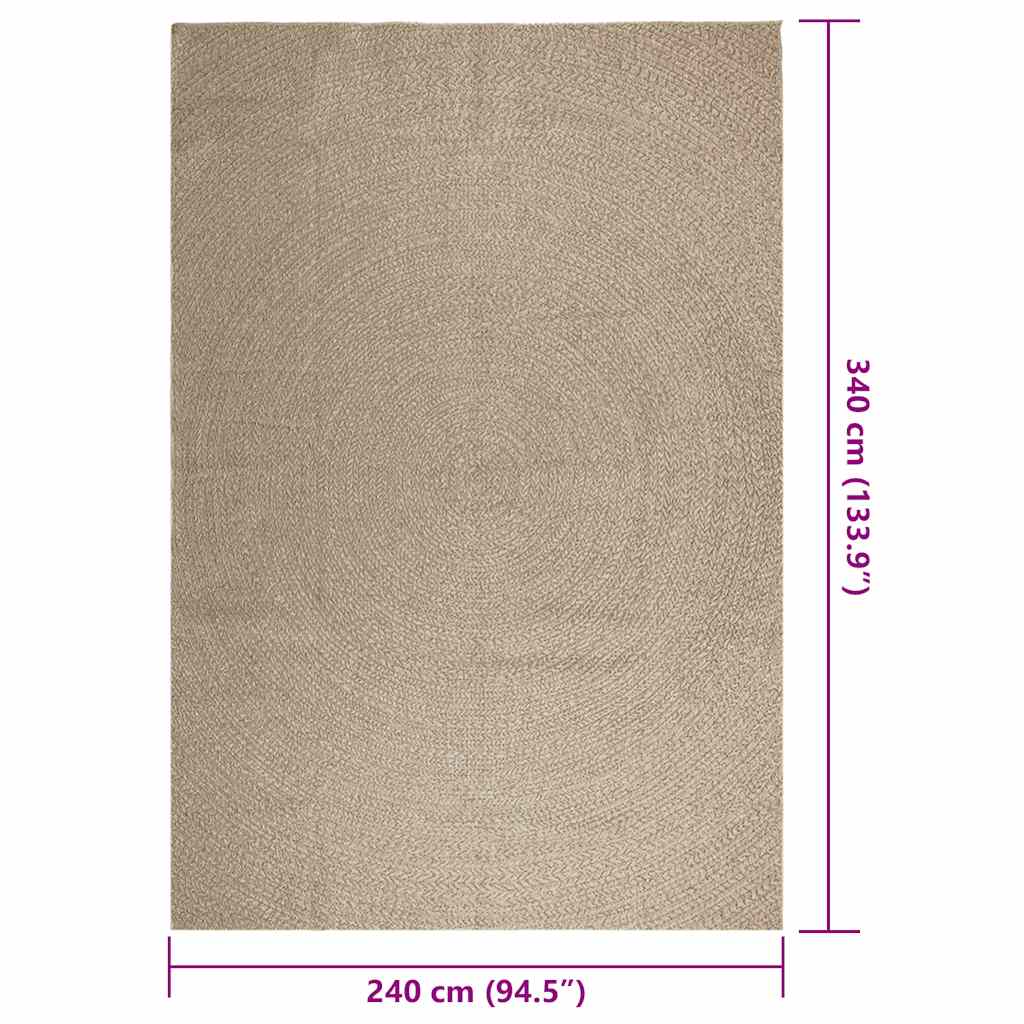 vidaXL Alfombra ZIZUR aspecto yute interior/exterior beige 240x340 cm