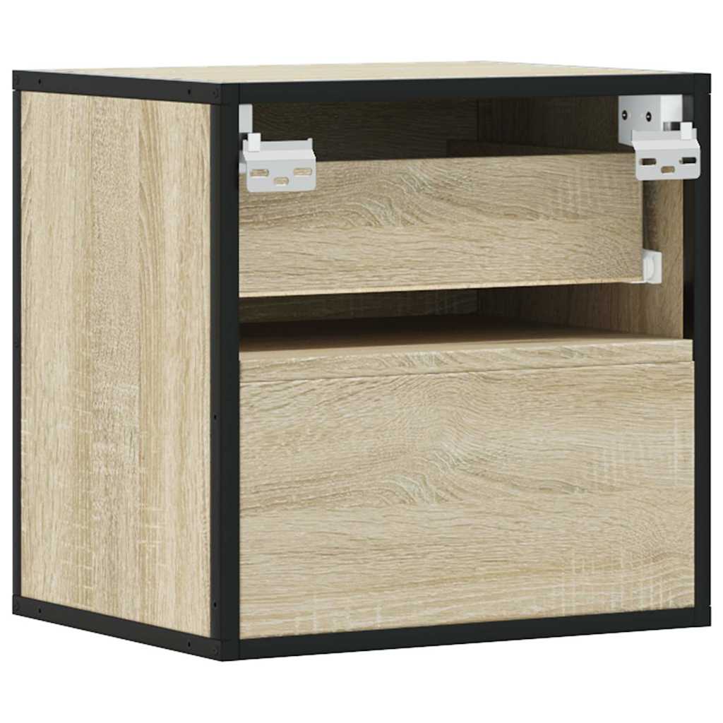 vidaXL Mesitas de noche de pared 2 unidades roble Sonoma 40x31x39,5 cm