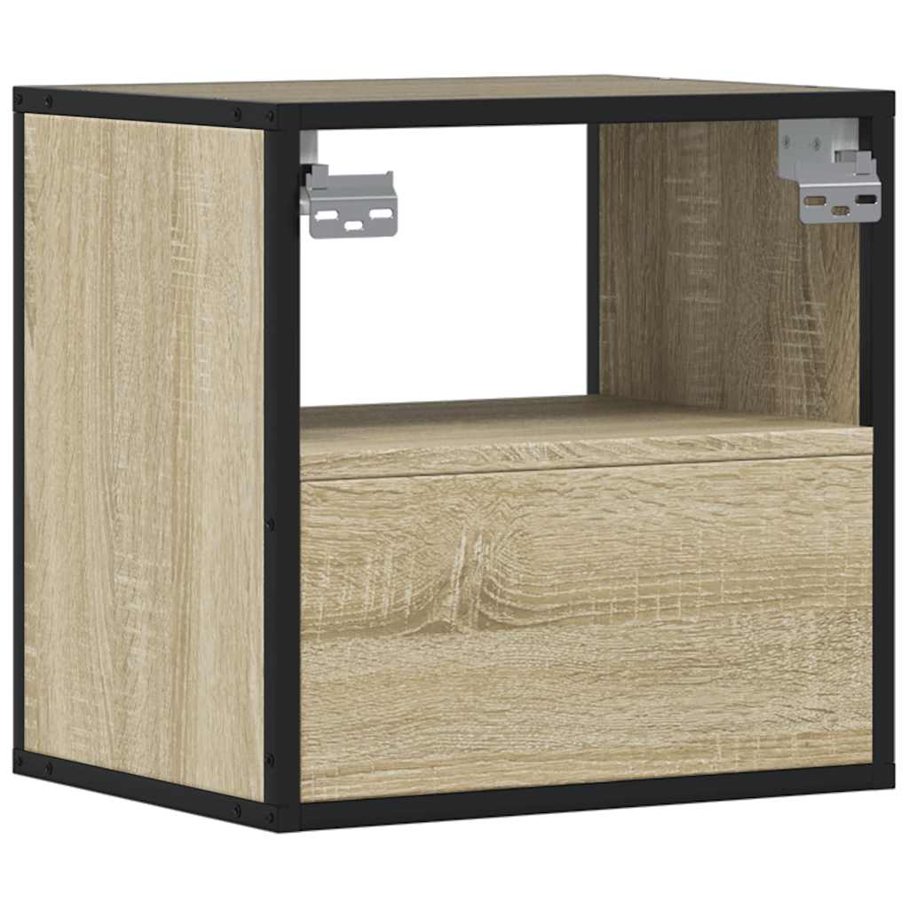 vidaXL Mesitas de noche de pared 2 unidades roble Sonoma 40x31x39,5 cm