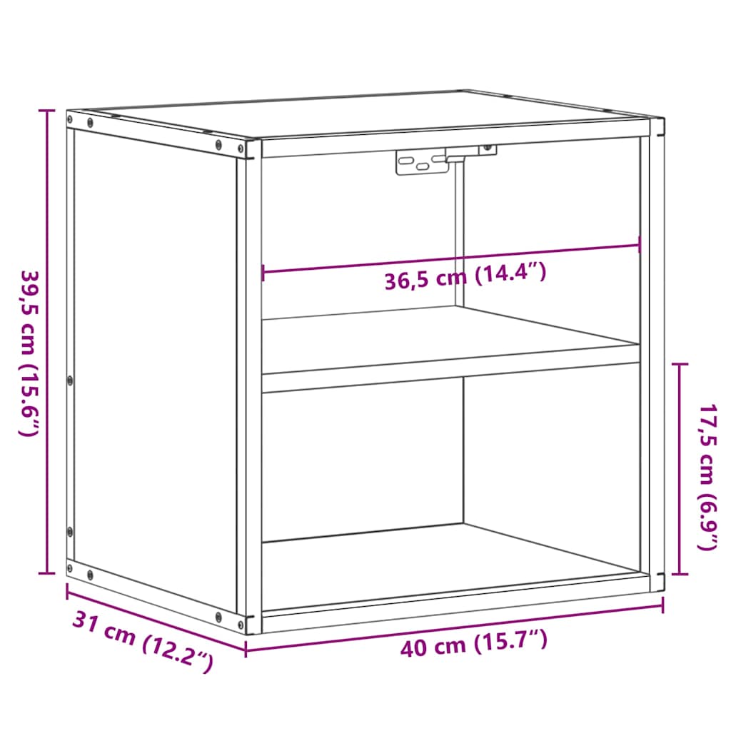 vidaXL Mesita de noche de pared color roble ahumado 40x31x39,5 cm