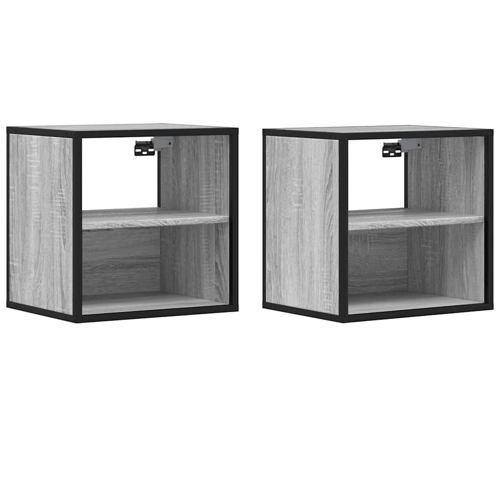 vidaXL Mesitas de noche de pared 2 unidades gris sonoma 40x31x39,5 cm