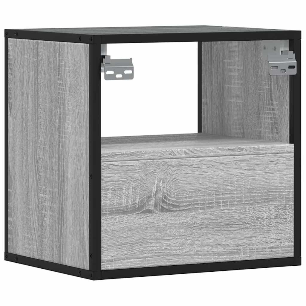 vidaXL Mesitas de noche de pared 2 unidades gris sonoma 40x31x39,5 cm