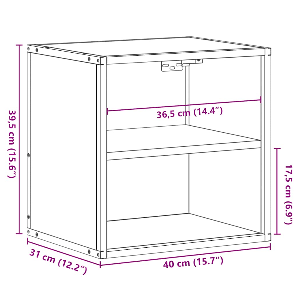 vidaXL Mesita de noche de pared color roble marrón 40x31x39,5 cm