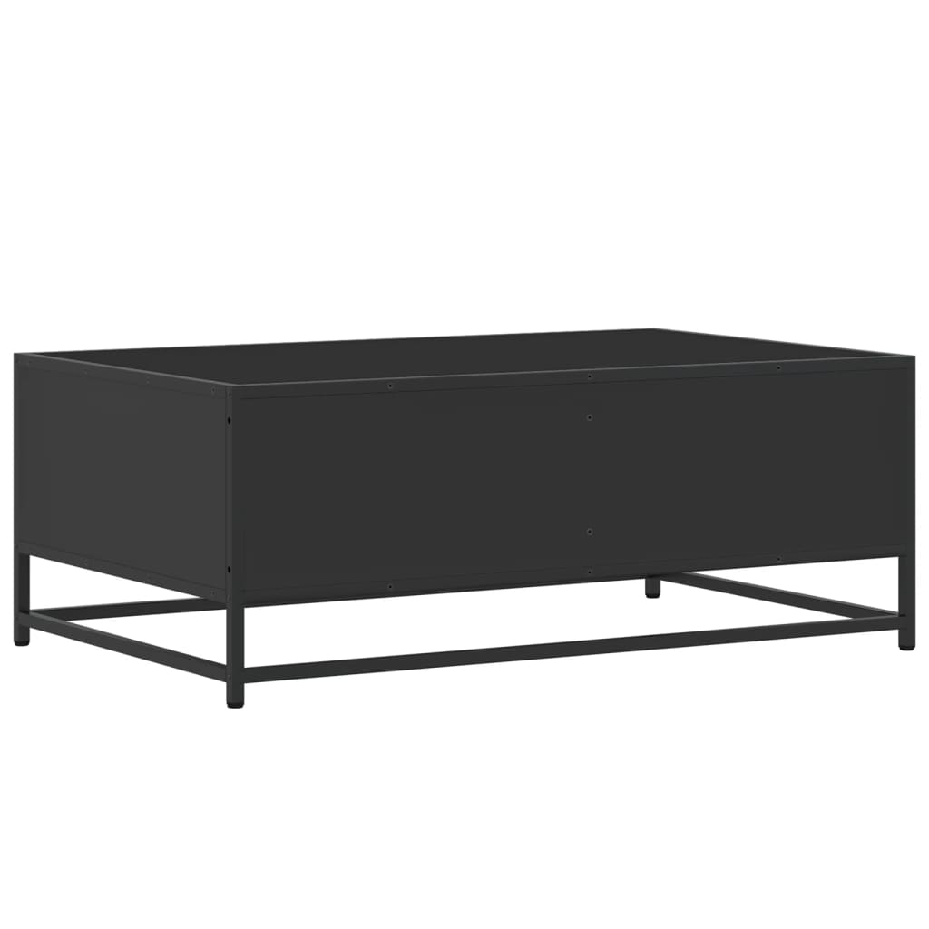 vidaXL Mesa de centro de madera ingeniería y metal negro 90x57x35 cm