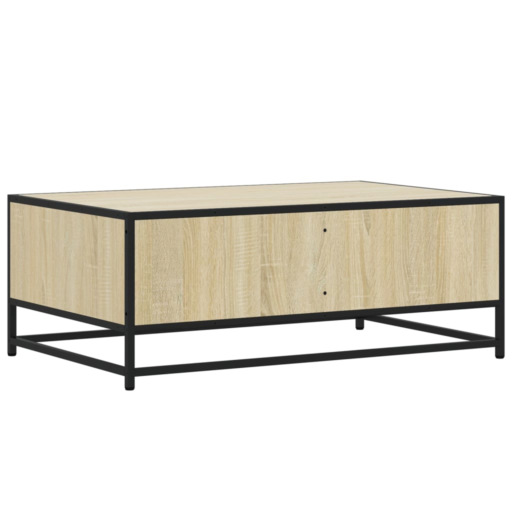 vidaXL Mesa de centro madera ingeniería metal roble Sonoma 90x57x35 cm