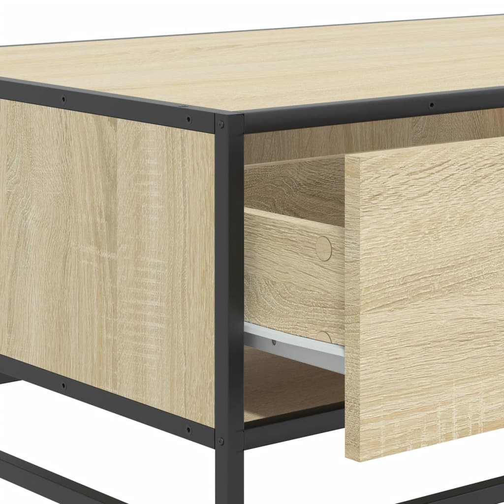 vidaXL Mesa de centro madera ingeniería metal roble Sonoma 90x57x35 cm