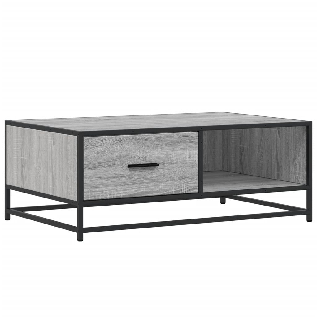 vidaXL Mesa de centro madera ingeniería metal gris Sonoma 90x57x35 cm