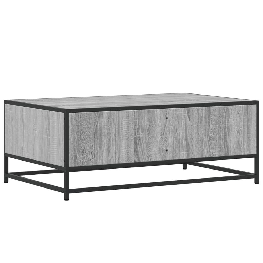 vidaXL Mesa de centro madera ingeniería metal gris Sonoma 90x57x35 cm