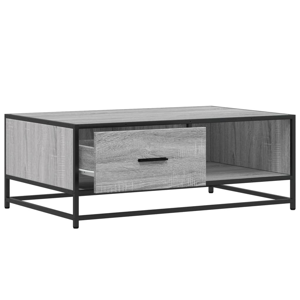 vidaXL Mesa de centro madera ingeniería metal gris Sonoma 90x57x35 cm