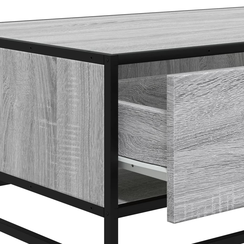 vidaXL Mesa de centro madera ingeniería metal gris Sonoma 90x57x35 cm