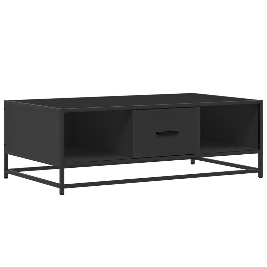 vidaXL Mesa de centro de madera ingeniería y metal negro 100x57x35 cm