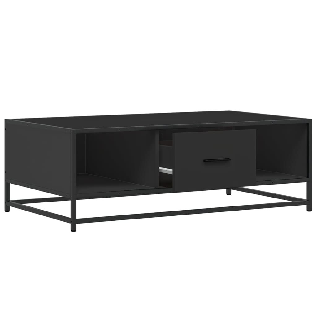 vidaXL Mesa de centro de madera ingeniería y metal negro 100x57x35 cm