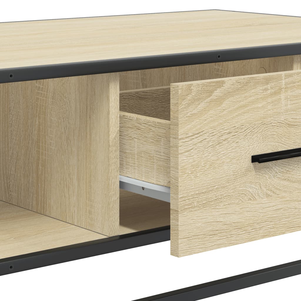 vidaXL Mesa de centro madera ingeniería metal roble Sonoma 100x57x35cm