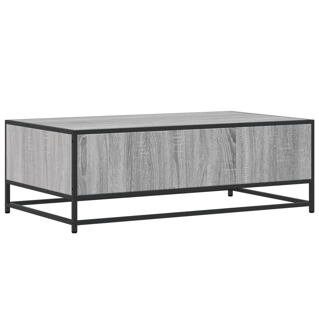 vidaXL Mesa de centro madera ingeniería metal gris Sonoma 100x57x35 cm