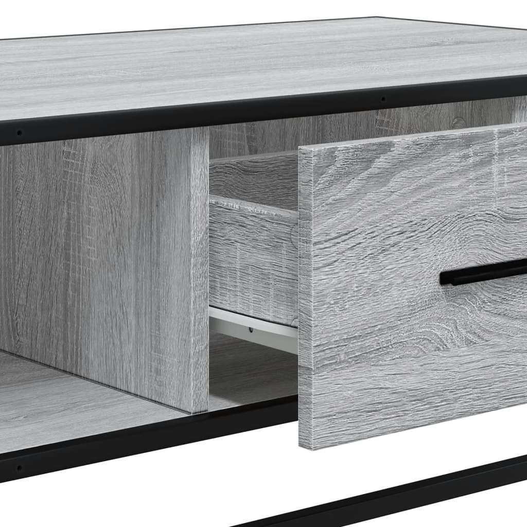 vidaXL Mesa de centro madera ingeniería metal gris Sonoma 100x57x35 cm