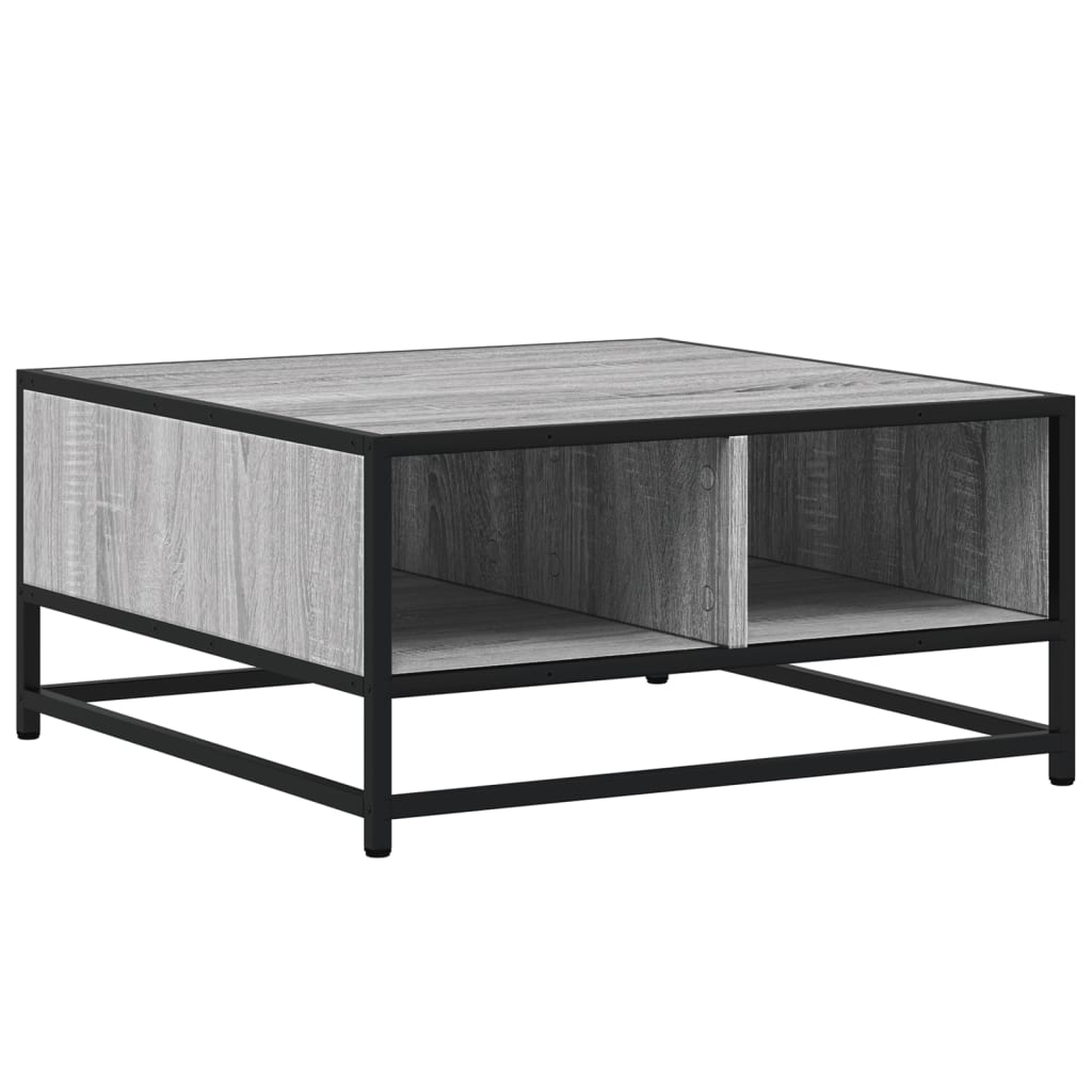 vidaXL Mesa de centro madera y metal gris Sonoma 60,5x60,5x30 cm