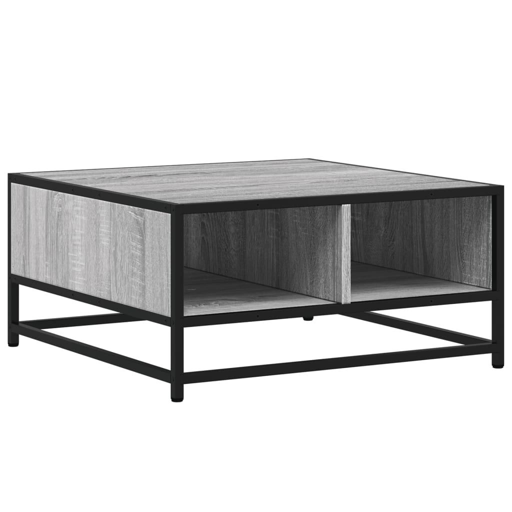 vidaXL Mesa de centro madera y metal gris Sonoma 60,5x60,5x30 cm