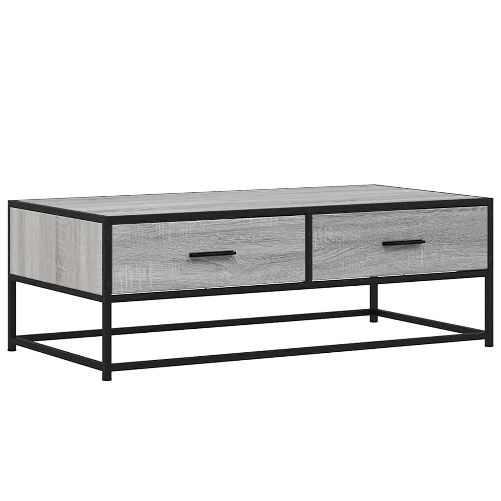 vidaXL Mesa de centro madera ingeniería metal gris Sonoma 100x50x35 cm