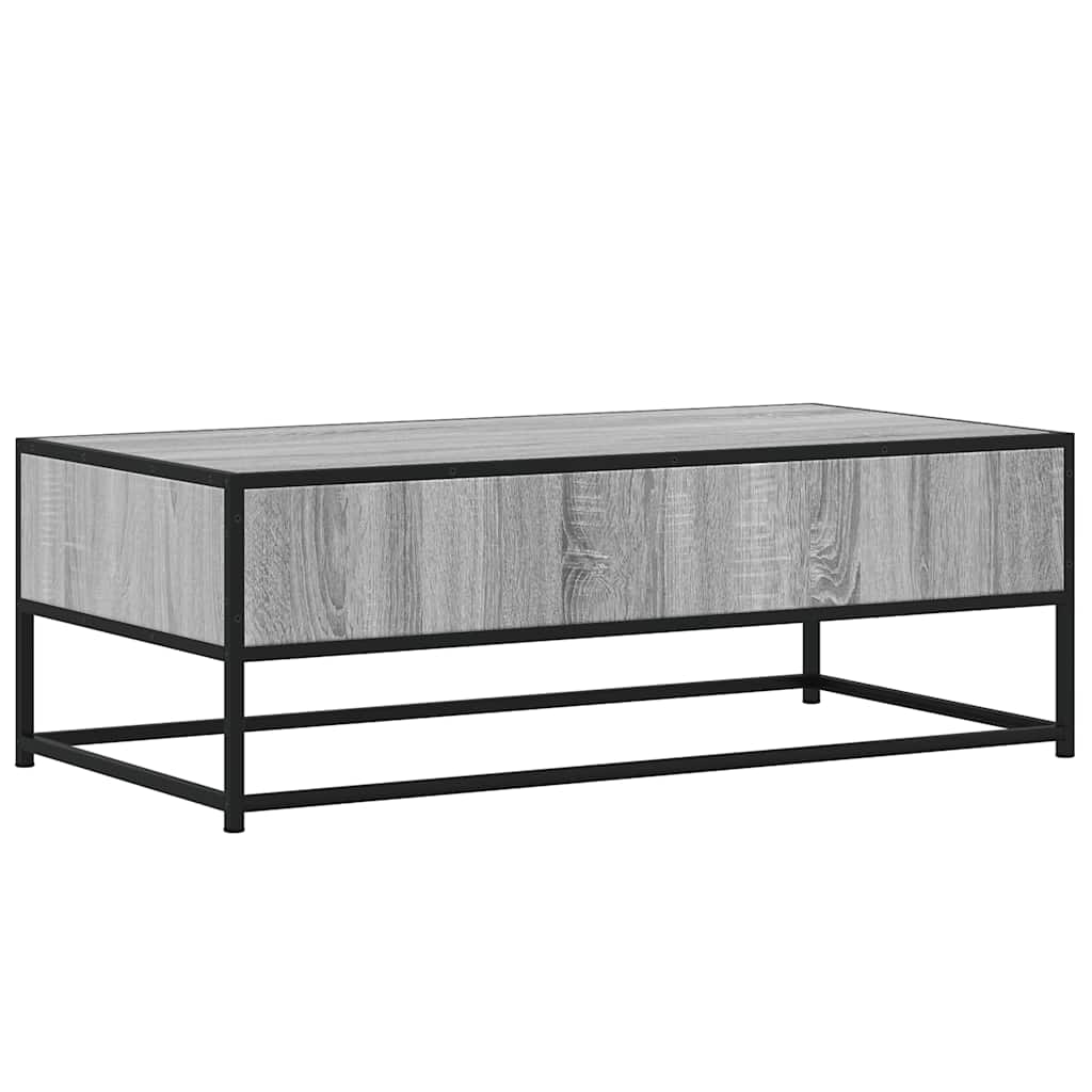 vidaXL Mesa de centro madera ingeniería metal gris Sonoma 100x50x35 cm