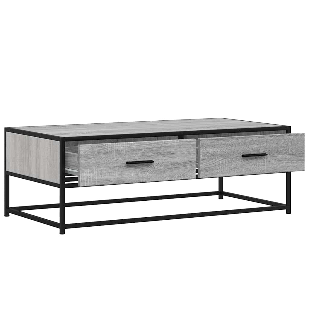 vidaXL Mesa de centro madera ingeniería metal gris Sonoma 100x50x35 cm