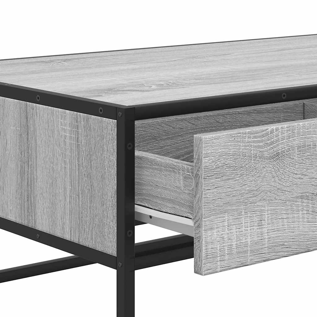 vidaXL Mesa de centro madera ingeniería metal gris Sonoma 100x50x35 cm