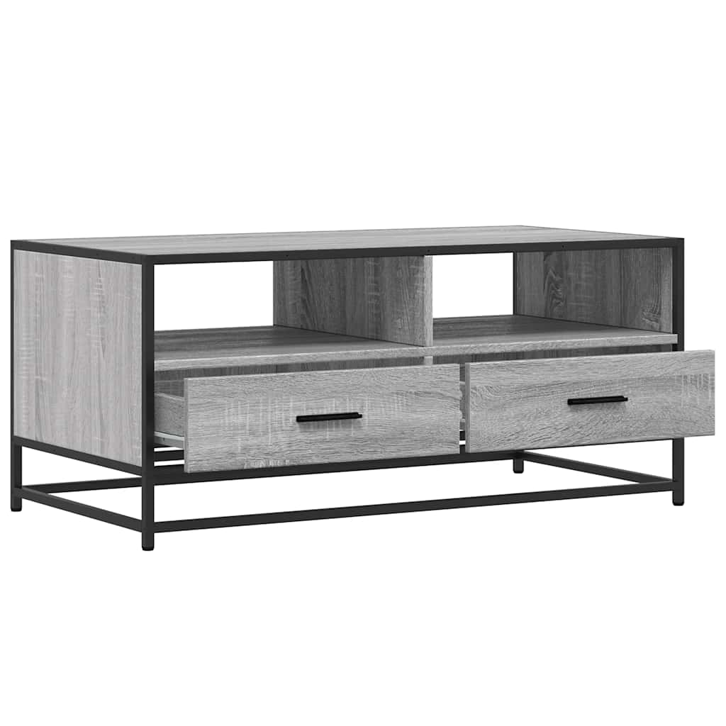 vidaXL Mesa de centro madera ingeniería metal gris Sonoma 100x50x45cm