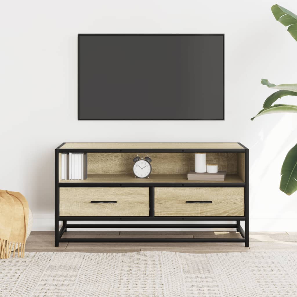 vidaXL Mueble TV metal y madera ingeniería roble Sonoma 80x34,5x40 cm