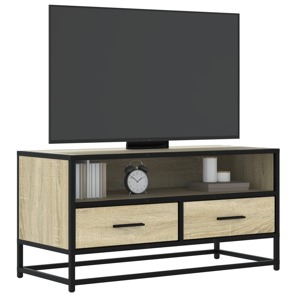 vidaXL Mueble TV metal y madera ingeniería roble Sonoma 80x34,5x40 cm