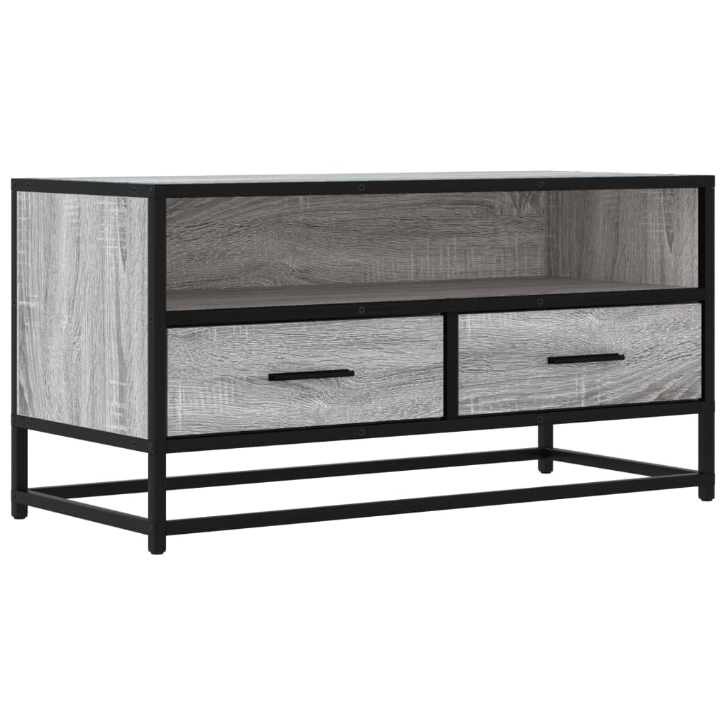 vidaXL Mueble TV madera ingeniería y metal roble ahumado 80x34,5x40 cm