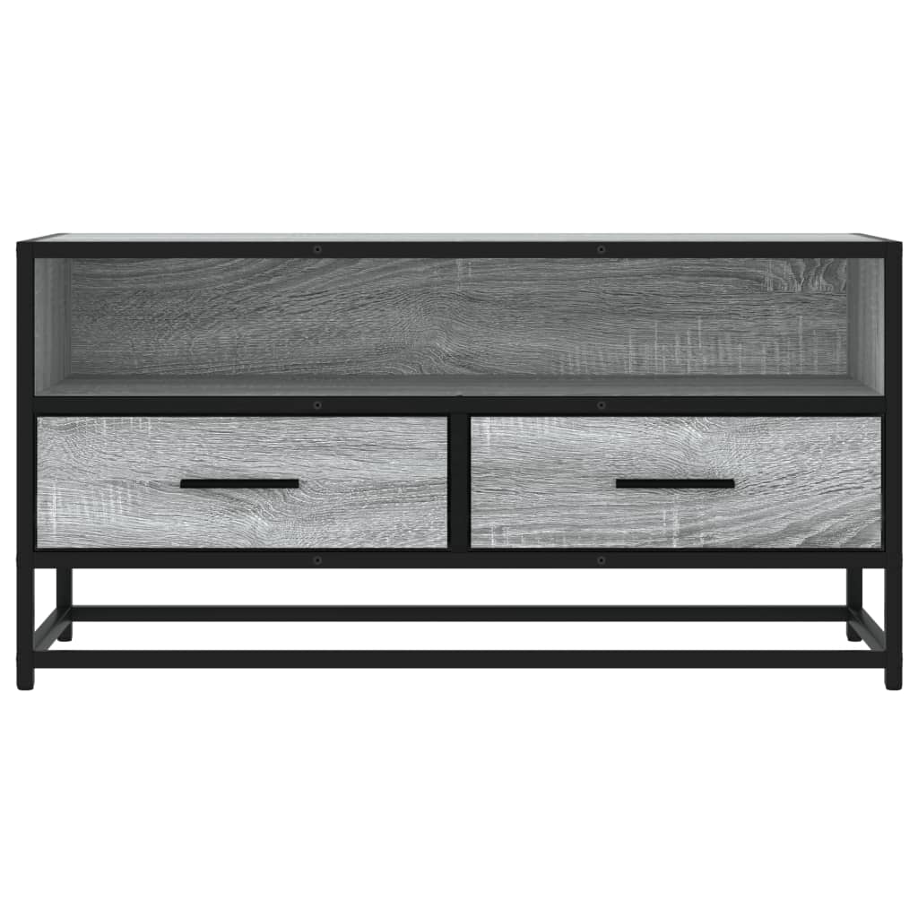 vidaXL Mueble TV madera ingeniería y metal roble ahumado 80x34,5x40 cm